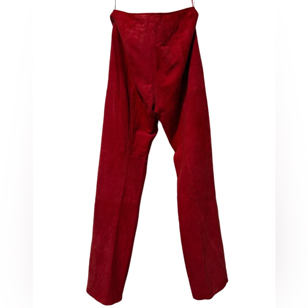 CACHE SUEDE LEATHER Y2K 100% GOAT LEATHER Very Soft Vibrant Red Orange Size 6